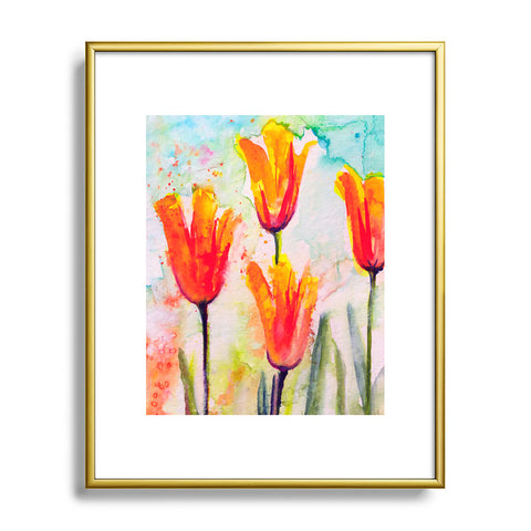 Ginette Fine Art Tulips Bells Of Spring Metal Framed Art Print