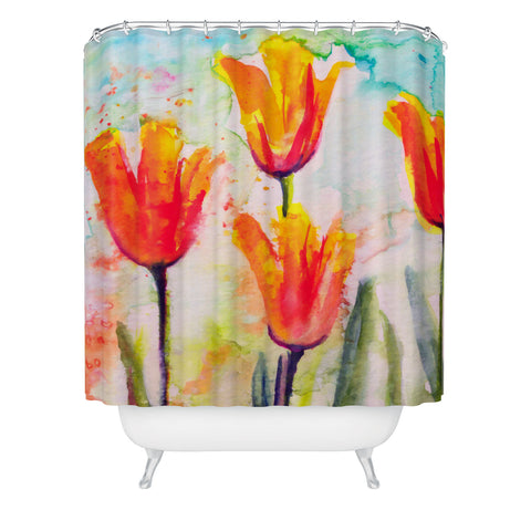 Ginette Fine Art Tulips Bells Of Spring Shower Curtain
