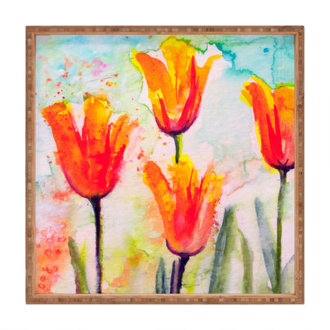 Ginette Fine Art Tulips Bells Of Spring Square Tray
