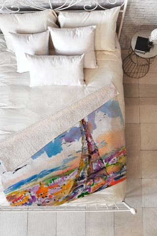Ginette Fine Art Under Paris Skies Fleece Throw Blanket