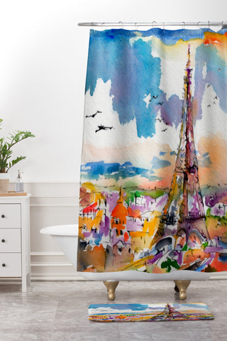Ginette Fine Art Under Paris Skies Shower Curtain And Mat