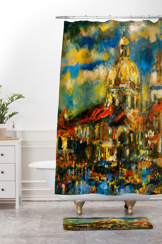 Ginette Fine Art Venice At Night Shower Curtain And Mat