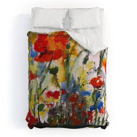 Ginette Fine Art Wildflowers Poppies 1 Duvet Cover