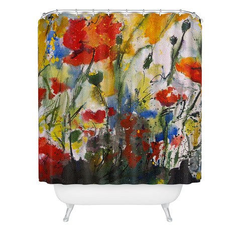 Ginette Fine Art Wildflowers Poppies 1 Shower Curtain
