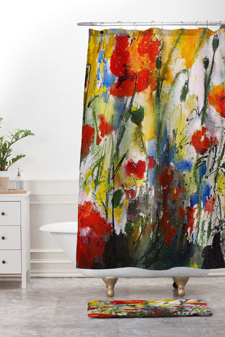 Ginette Fine Art Wildflowers Poppies 1 Shower Curtain And Mat