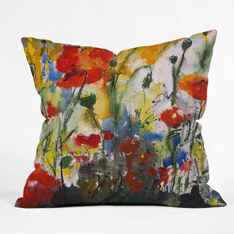 Ginette Fine Art Wildflowers Poppies 1 Outdoor Throw Pillow