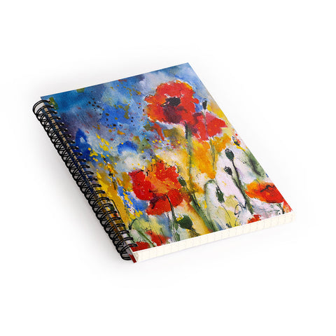 Ginette Fine Art Wildflowers Poppies 2 Spiral Notebook