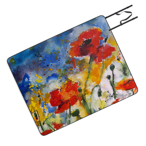 Ginette Fine Art Wildflowers Poppies 2 Picnic Blanket