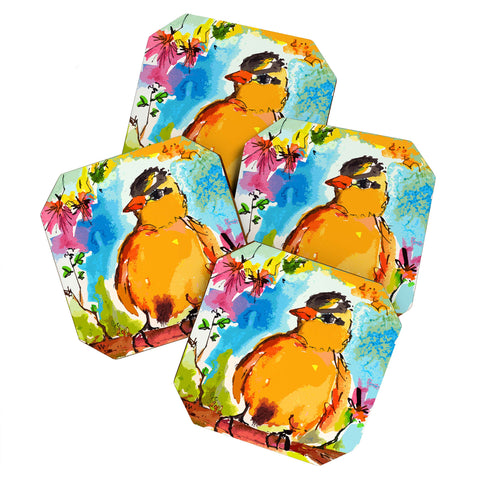 Ginette Fine Art Yellow Bird Coaster Set