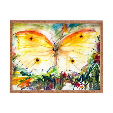 Ginette Fine Art Yellow Butterfly Rectangular Tray