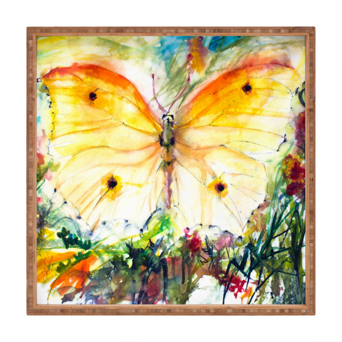 Ginette Fine Art Yellow Butterfly Square Tray