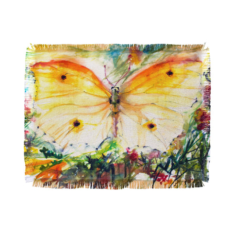 Ginette Fine Art Yellow Butterfly Throw Blanket