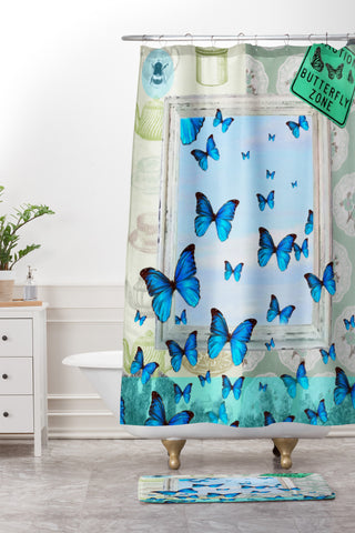 Ginger Pigg Butterfly Zone Shower Curtain And Mat