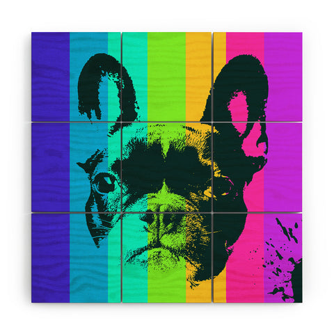 Ginger Pigg Rainbow Frenchie Wood Wall Mural