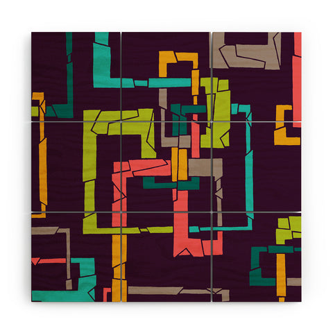 Gneural Broken Pipes Multicolor Wood Wall Mural