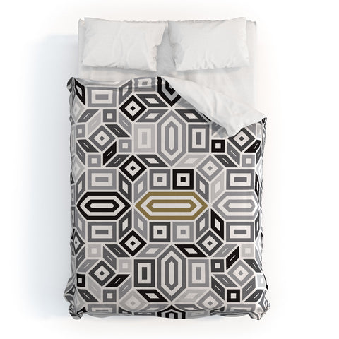 Gneural Geomaze Grayscale Duvet Cover