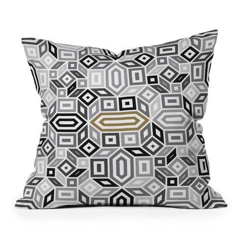 Gneural Geomaze Grayscale Throw Pillow