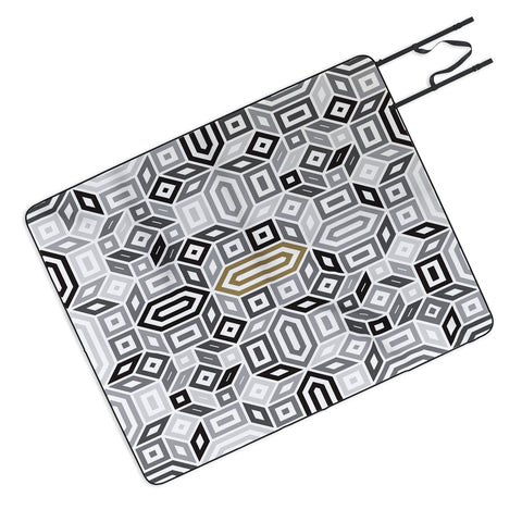 Gneural Geomaze Grayscale Picnic Blanket