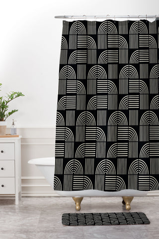 Grace Balance Lines Pattern Shower Curtain And Mat