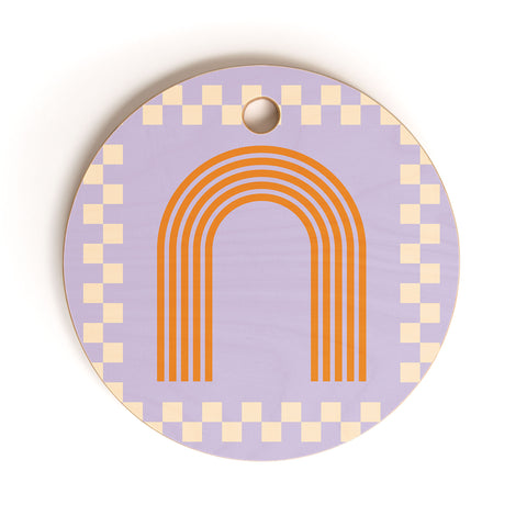 Grace Chess Rainbow Lilac and orange Cutting Board Round