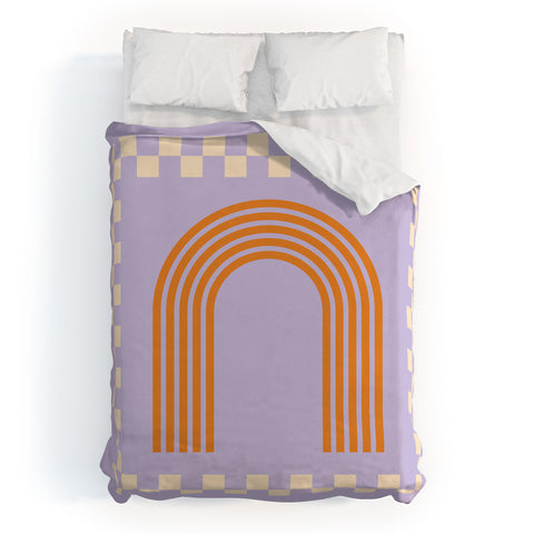 Grace Chess Rainbow Lilac and orange Duvet Cover
