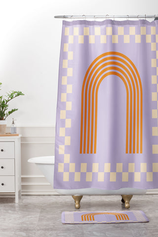 Grace Chess Rainbow Lilac and orange Shower Curtain And Mat