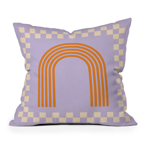 Grace Chess Rainbow Lilac and orange Outdoor Throw Pillow