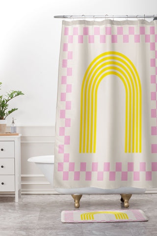 Grace Chess Rainbow rose and yellow Shower Curtain And Mat