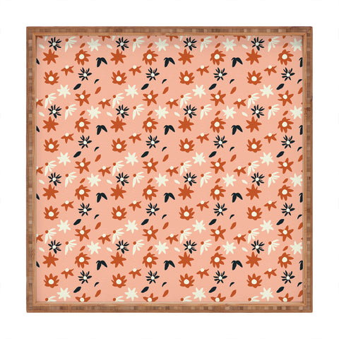 Grace Fall Flowers Pattern Square Tray