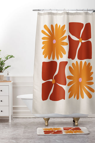 Grace Fall flowers Shower Curtain And Mat
