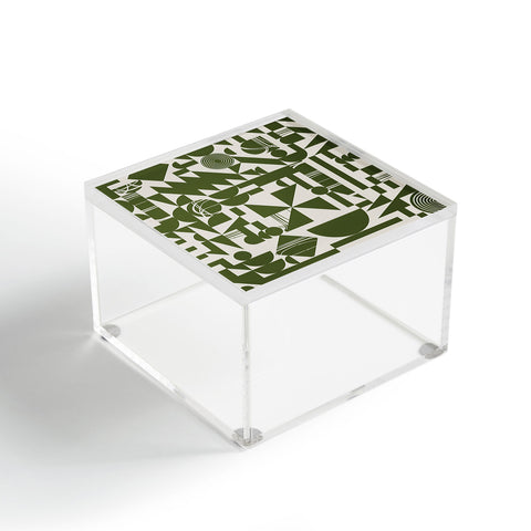 Grace Grace Geo Pattern Green Acrylic Box