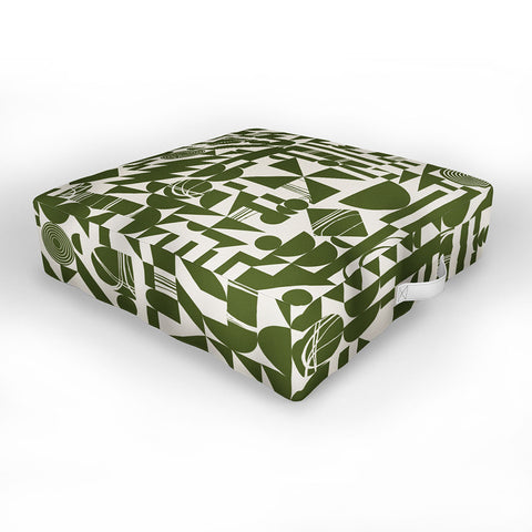 Grace Grace Geo Pattern Green Outdoor Floor Cushion