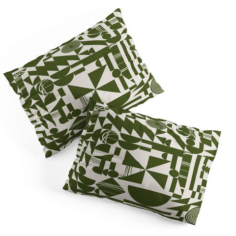 Grace Grace Geo Pattern Green Pillow Shams