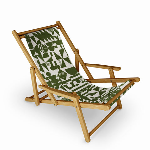 Grace Grace Geo Pattern Green Sling Chair