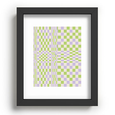 Grace Happy Colorful Checkered Pattern Recessed Framing Rectangle