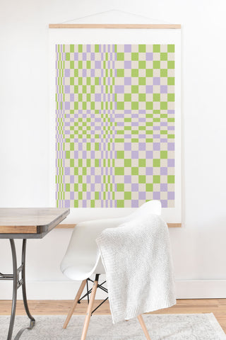 Grace Happy Colorful Checkered Pattern Art Print And Hanger