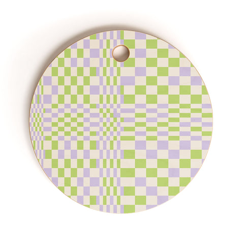 Grace Happy Colorful Checkered Pattern Cutting Board Round