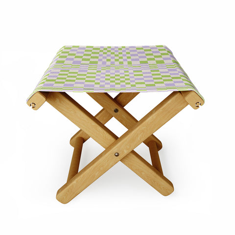 Grace Happy Colorful Checkered Pattern Folding Stool