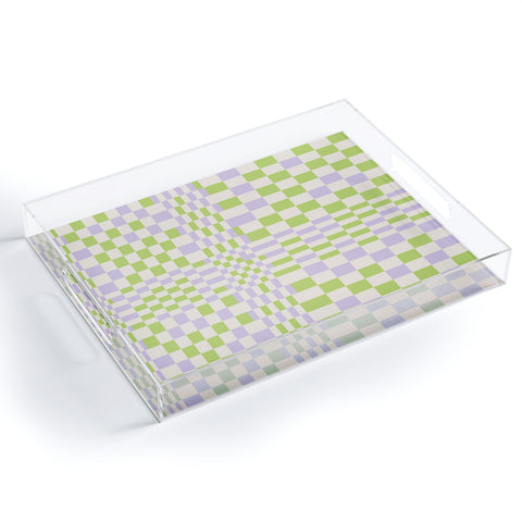 Grace Happy Colorful Checkered Pattern Acrylic Tray
