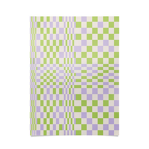 Grace Happy Colorful Checkered Pattern Poster