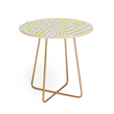 Grace Happy Colorful Checkered Pattern Round Side Table