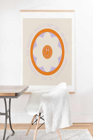 Grace Have a Happy Life Lilac and Orange Art Print And Hanger