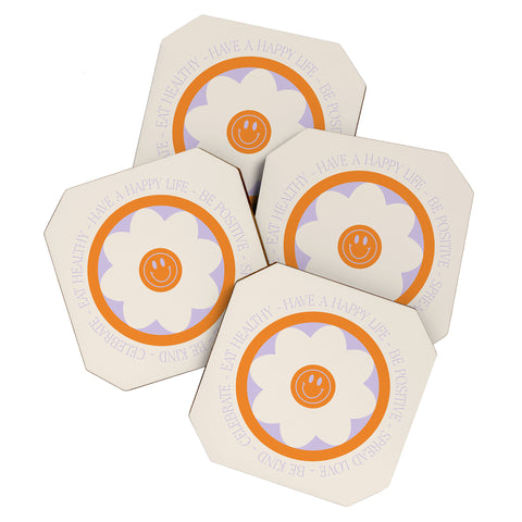 Grace Have a Happy Life Lilac and Orange Coaster Set