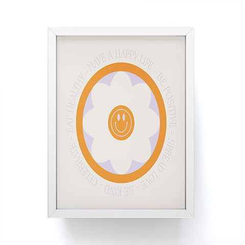 Grace Have a Happy Life Lilac and Orange Framed Mini Art Print