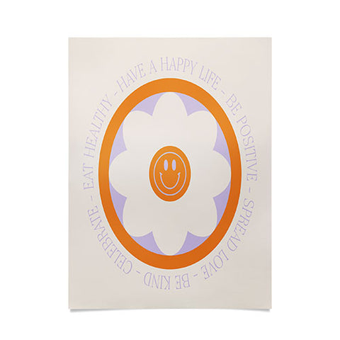 Grace Have a Happy Life Lilac and Orange Poster