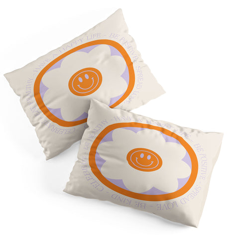 Grace Have a Happy Life Lilac and Orange Pillow Shams