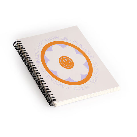 Grace Have a Happy Life Lilac and Orange Spiral Notebook