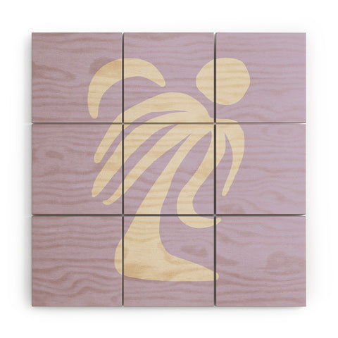 Grace Palm Lilac Wood Wall Mural