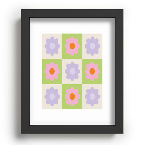 Grace Retro Flower Pattern III Recessed Framing Rectangle