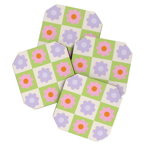 Grace Retro Flower Pattern III Coaster Set